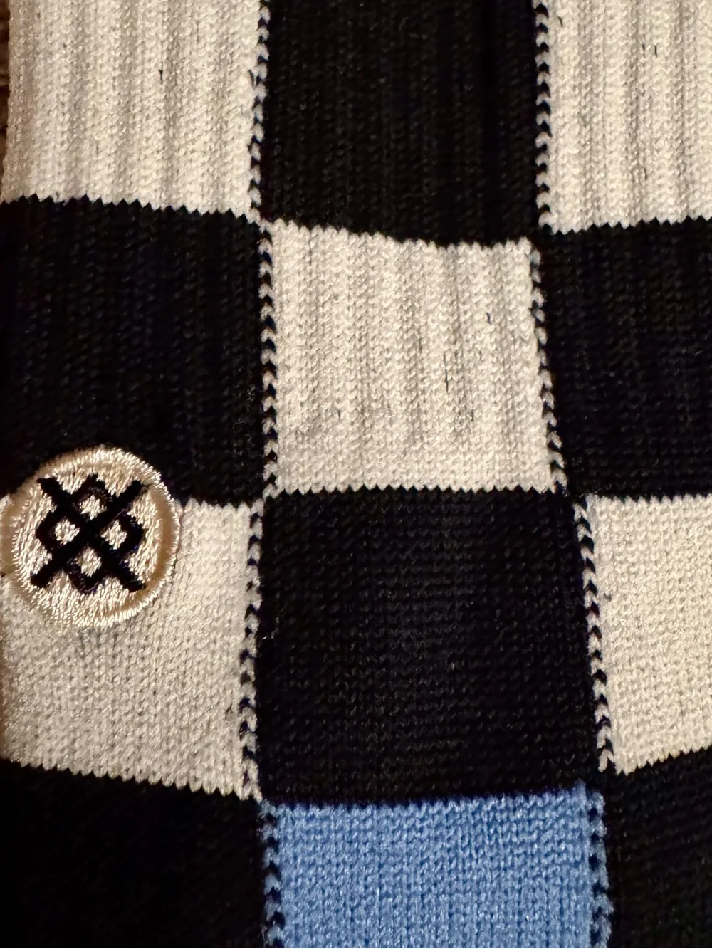 NWT Stance Men's Checkerboard Crew Socks in Black, White & Blue